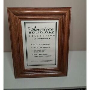 American Solid Oak 5x7 Picture Frame Wood Tabletop Wall Mount